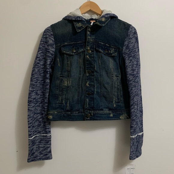 free people Knit Hooded Denim Jacket - Picture 2 of 5